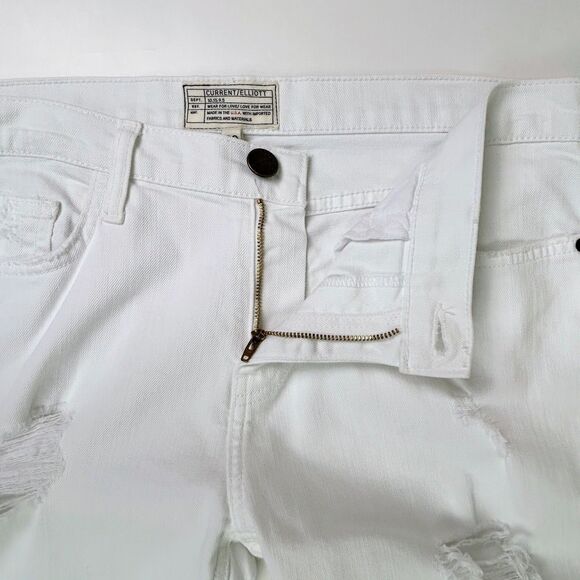 Current Elliott Cropped Straight Sugar Destroy White Jeans Released Hem Denim 29 - Picture 8 of 15